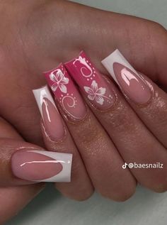 Carcase Iphone, Colored Acrylic Nails, French Acrylic Nails, Pink Acrylic Nails, Fire Nails, Floral Nails