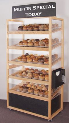 a display case filled with lots of pastries