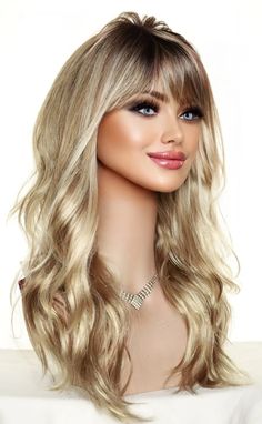 Wren | Rene of Paris Wig | Wavy Long Rooted Blond | Creamy Toffee R | eBay Feathered Fringe, Rene Of Paris Wigs, Wig Wavy, Beach Wave, Roots Hair, Wren, Natural Look, Beach Waves, Toffee