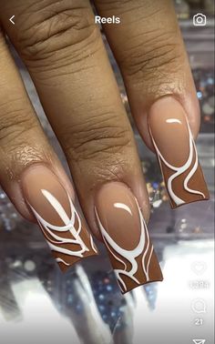 Nail Vibes, Brown Nail, Short Square Acrylic Nails, Acrylic Nails Coffin Short