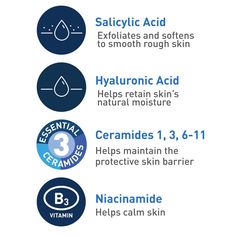 FSA / HSA Eligible Developed with dermatologists, CeraVe Renewing Salicylic Acid Cleanser exfoliates and detoxifies to remove dirt and oil while softening and smoothing skin. The cleanser contains no harsh beads or grains and is gentle on skin. Formulated for acne prone, oily skin and even those with psoriasis This exfoliating face wash contains salicylic acid (SA), that is a beta hydroxy acid (BHA), an effective exfoliator that removes dead skin cells and promotes radiance Dispenses as a clear Cerave Renewing Sa Cleanser, Rough And Bumpy Skin, Salicylic Acid Cleanser, Exfoliating Face Wash, Exfoliating Face, Bumpy Skin, Foaming Facial Cleanser, Foaming Face Wash, Exfoliating Cleanser