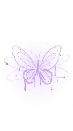 a drawing of a butterfly with drops of water on it