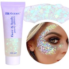 PRICES MAY VARY. MERMAID SEQUINS --- Our holographic white body glitter gel contains 50ml/pack.Large number of holographic sequins,mixing with fine and chunky glitter, the color and shine of the laser sequins vary with the perspective, like a rainbow EASY TO APPLY --- 1989 Singer Concerts Sparkle Body Chunky Glitter is a glitter body gel that is sticky, so you don't need to use glue when using it,save your makeup time.It can be used directly in the body wherever you want to decorate. Apply Glitt Glitter Face Paint, Festival Makeup Glitter, Face Glitter, Festival Face, Holiday Makeup Looks, Festival Glitter, Gel Set, Glitter Face, Rave Accessories