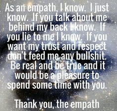 an image with the words, as an empathh i know