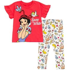 Snow White Toddler, Capri Leggings Outfit, Disney Princess Toddler, Princess Snow White, Disney Princess Outfits, Disney Princess Snow White, Toddler Girl Shorts, Disney Princess Frozen, Leggings Outfit