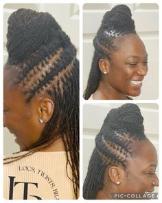 Microlocs With Color, Sisterlocs Updo Loc Hairstyles, Sista Locs Hairstyles, Sister Locs Hairstyles, Microlocs Styles, Microloc Styles, Sisterlocks Updo, Adult Hairstyles, Microloc Journey