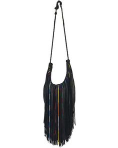 Kobler Leather Women's Supai Concho Crossbody Bag | Boot Barn Boho Leather Purse, Crossbody Bag Black, Long Fringe, Fringe Bags, Braided Strap, Black Hand