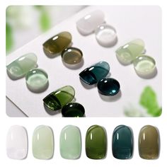 Jade Jelly Nails, Sheer Green Nails, Gaoy Gel Nail Polish, Gel Nails Brown Skin, Pistachio Nail Color, Clear Green Nails, Jelly Green Nails, Green Jelly Nails, Liquid Gel Nails