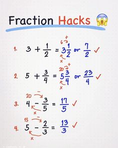 an image of fraction hacks written on a piece of paper