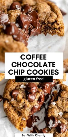 coffee chocolate chip cookies with text overlay