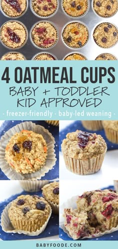 the instructions to make oatmeal cups for babies and toddlers are shown