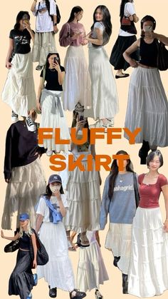 Modest Girly Outfits, Japan Outfits, White Skirt Outfits, Pretty Skirt, Fluffy Skirt, Japan Outfit, Pretty Skirts, Skirts And Dresses, 가을 패션