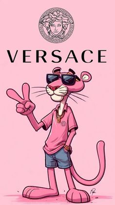 a pink mouse with sunglasses on its head and the words versa in front of it