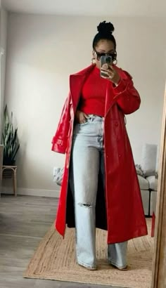 Baret Outfit, Red Coat, Looks Chic, Winter Fits, Professional Outfits, Fall Fashion Outfits