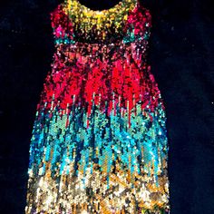 Super Cute Multicolored Sequin Dress, Brand New. Multicolor Sequin Dress For Night Out, Night Out Multicolor Sequin Dress, Multicolor Sequin Mini Dress For Night Out, Multicolor Mini Dress For Evening Party Season, Multicolor Dresses For Night Out, Colorful Sleeveless Mini Dress For Party, Rainbow Sequined Party Dress, Multicolor Mini Dress For Party Season, Multicolor Sequined Sleeveless Mini Dress