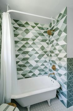 a bath tub sitting next to a shower in a bathroom