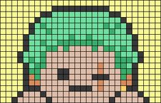 an image of a pixel style character with green hair