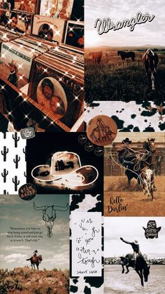 a collage of photos with cowboy images