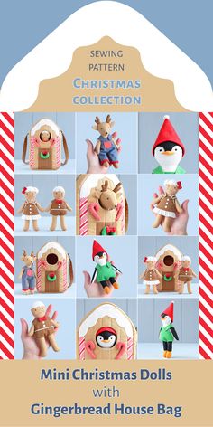 the instructions for how to make mini christmas dolls with gingerbread house bag