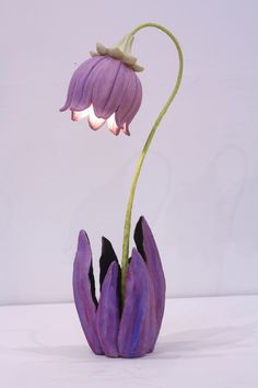 a purple flower that is in some kind of vase