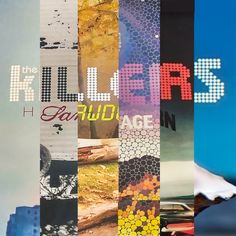 a collage of different images with the words killers on them in multiple colors