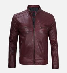 mens maroon cafe racer leather jacket Leather Cafe Racer Outerwear With Long Sleeves, Mens Burgundy Leather Jacket, Red Fitted Leather Motorcycling Jacket, Racer Leather Jacket, Red Leather Biker Jacket With Zipper Closure, Brown Leather Motorcycling Outerwear, Maroon Leather Jacket, Cafe Racer Leather Jacket, Pink Leather Jacket