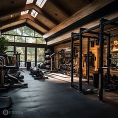 Gym Inside House, Barndominium Gym, Barn Gym Ideas, Cabin Gym, Barn Gym, Garage Gym Ideas, Pilates Cardio, Home Gym Basement, Home Gym Inspiration