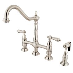 a faucet with two handles and nozzles