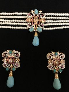 Nadia pearl choker – RangPosh Ruby Jewelry Necklaces, Temple Jewelry Necklace, Bijoux Art Nouveau, Choker Necklace Designs, Fancy Jewelry Necklace, Antique Jewellery Designs, Pearl Necklace Designs, Jewelry Set Design, Bangles Design