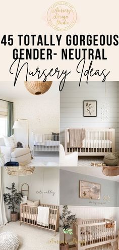 a collage of photos with baby cribs and nursery furniture in it, including a