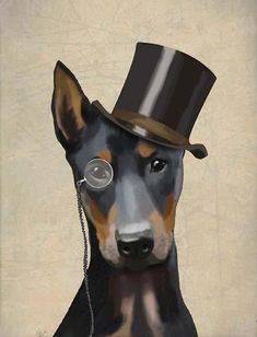 a painting of a dog wearing a top hat