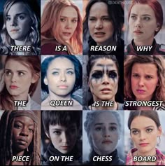 many different faces with words on them that say, there is a reason why the queen is