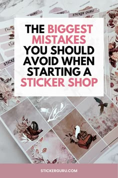 An Edgar Allan Poe foiled weekly kit, and a bold header in white box: "The Mistakes You Should Avoid When Starting a Sticker Shop" www.stickerguru.com Diy Sticker Business, Selling Stickers Online, Starting A Sticker Business, How To Create Digital Stickers, Etsy Sticker Ideas, How To Start A Sticker Business, Etsy Sticker Shop, Sticker Shop Ideas, Sticker Shop Packaging