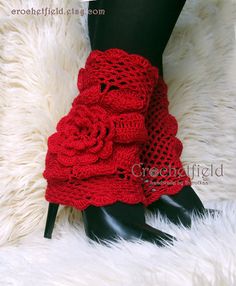 Red Leg warmers, boot cuffs, lace boot socks, Crochet Dance / Ballet Leg Warmers,fitness boot socks,Gift for her Women's Fashion Accessory Fitted Bohemian Winter Boots, Crochet Fitted Leg Warmers For Winter, Fitted Crochet Leg Warmers For Winter, Funky Punky, Ballet Leg Warmers, Roses Au Crochet, Lace Boot Cuffs, Lace Boot Socks, Boho Leggings