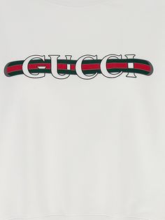 Cotton sweatshirt with front 'Gucci Web' logo print, crew neck, long cuffed sleeves. Composition: 100% cotton Web Logo, Valentino Garavani Bag, Guccio Gucci, Versace Shop, Saint Laurent Shoes, Marine Serre, Luxury Dress, Luxury Shop, Yoga Wear