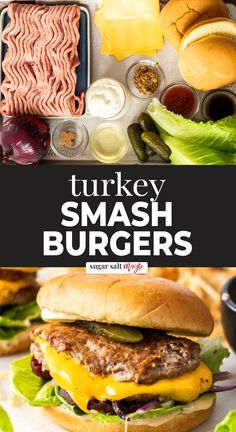 the turkey smash burgers are ready to be eaten