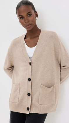 Find ANINE BING Jackson Cashmere Cardigan on Editorialist. Fabric: Mid-weight soft knit. V neck. Long sleeves. Button placket. Patch front pockets. Shell: 100% cashmere. Hand wash. Imported, China. Measurements: Measurements from size XS Length: 24.5in / 62.0cm, from shoulder Knit V Neck, Beige Cardigan, Anine Bing, V Neck Cardigan, Cashmere Cardigan, Long Sleeve Cardigan, Green Stripes, Soft Knits, Button Placket