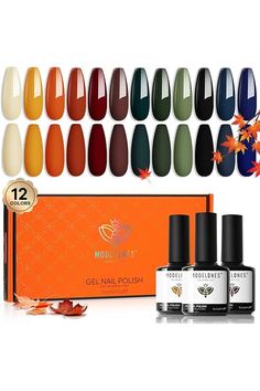 Amazon.com : Fall nail colors Green Nail Gel, Sage Green Nail, Black Gel Polish, Nail Polish Blue, Nails Minimalist, Gel Nail Polish Colors, Nail Polish Kit, Fun Nail Colors, Nude Nail Polish