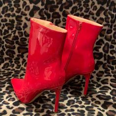 Www.Queenofsole.Co Diana Red Pointy Toe Red Patent Bootie 4” Heel Spacious Toe Apple Red Sexy Bootie Red Patent Leather Heels For Fall, High Ankle Patent Leather Heels, Red High Ankle Heels For Party, Bold Heels With Round Toe, Bold Ankle Boot Heels For Party, Red Closed Toe Boots For Party, Chic High Ankle Heels With Red Sole, Red Party Boots With Red Sole, Red High Ankle Heels For Spring