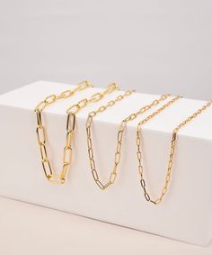 "Gold Link Chain Necklace, Custom Length Thick Chunky Chain, Long Rectangle Link Chain, Layering, Gold Choker, Paper Clip Necklace, Gold Layering Chain Necklace, Gold Link Choker Gift For Her, Thick chain Necklace, Layering Necklace Item Detail * Finish : 18K Gold Plated, Silver Plated * Link Dimensions(Outer diameter) : S : 3mm x 8mm M : 4mm x 12mm L : 8mm x 20mm HOW TO ORDER 1. Select options from the drop down menu 2. Add to cart and proceed to checkout Shipping The \"ship by\" date on your i Gold Link Chain Necklace, Paper Clip Necklace, Chain Layering, Rectangle Necklace, Thick Chain Necklace, Chain Necklace Gold, Layered Chain Necklace, Gold Link Chain, Necklace Layered