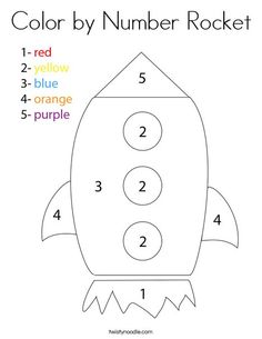 the color by number rocket is shown in this printable coloring page for kids to learn how