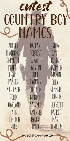 a poster with the names of country boys