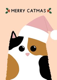 a card with a cat wearing a santa hat