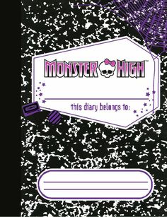 the front cover of monster high, with purple and black splatters on it