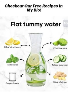 Flat Belly Water, Flat Tummy Water, Makanan Diet, Healthy Water, Healthy Drinks Recipes, Healthy Detox, Water Recipes