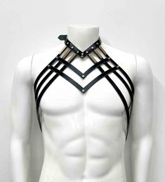 Diedre Draped Leather Neck Harness, Strappy Body Chest Belts, Men's Art Deco Harness, Burning Man Festival Rave Fashion, Gothic Belt Collar - Etsy Body Harness Outfits Fashion, Clubwear Men, Rave Harness, Men Harness, Body Harness Outfits, Gothic Belt, Gladiator Costumes, Harness Outfit, Vampire Castle