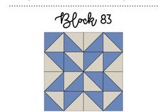 the block 8 quilt pattern is shown in blue and white, with text that reads block 8