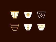 different types of mixing bowls on a brown background