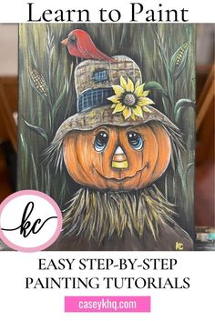 an easy step - by - step painting lesson for kids to learn how to paint pumpkins