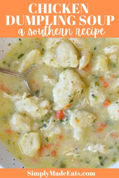 Chicken dumpling soup in bowl. Dumplings Soup, Best Chicken And Dumplings, Chicken Dumpling Soup, Chicken Dumplings Recipe, Southern Chicken, Homemade Chicken And Dumplings, Dumpling Soup, Homemade Dumplings, Dumplings For Soup